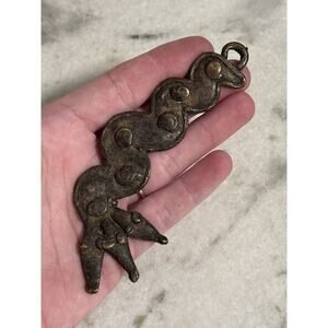Antique African Bronze Snake Pendant Handmade